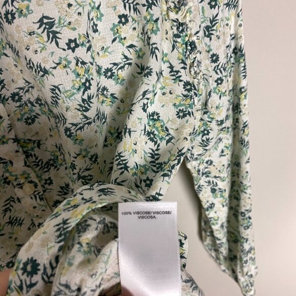 Lucky Brand Floral Long Sleeve Button Up Blouse Peasant Ruffle - Picture 6 of 8